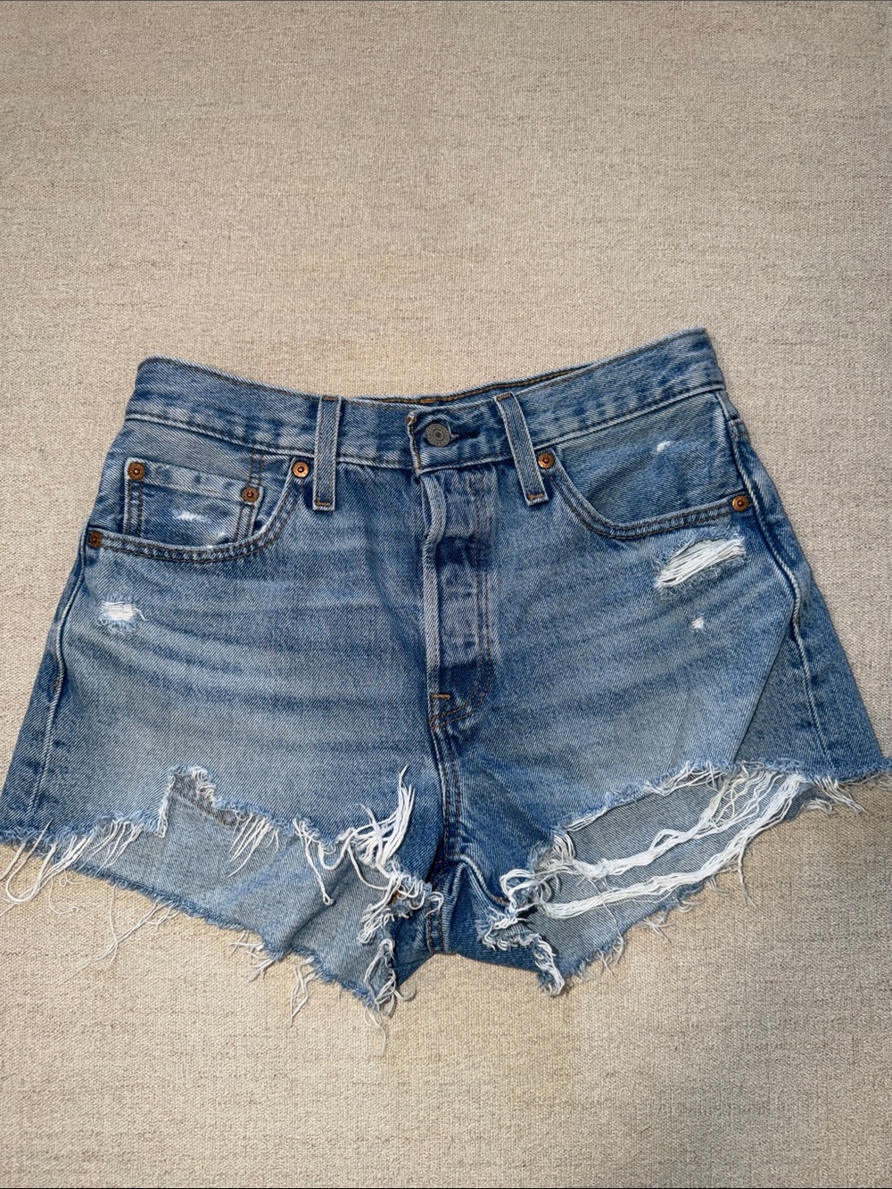 Levi's Distressed Cutoff Denim Shorts - Blue